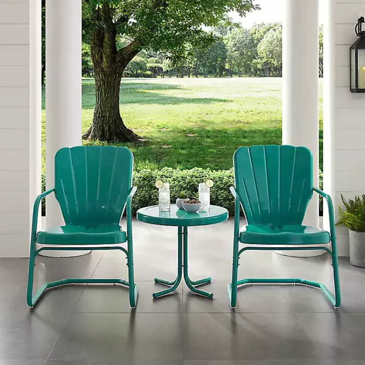 Outdoor Sets-Kirklands Home Teal Metal Ridgeland 3-pc. Chat Set Green