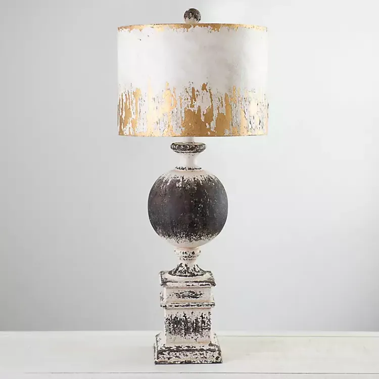 Table Lamps-Kirklands Home Distressed Round Black Table Lamp
