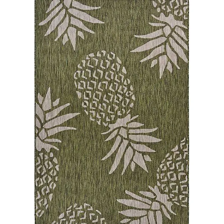 Outdoor Rugs-Kirklands Home Green Pineapple Outdoor Area Rug, 7x9