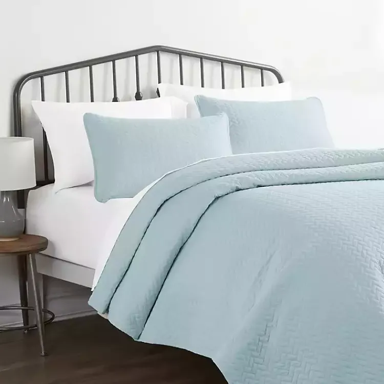 Bedspreads & Coverlets-Kirklands Home Pale Herring 3-pc. King Quilted Coverlet Set Blue