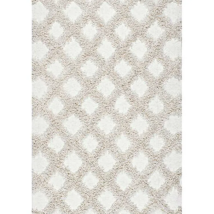 Area Rugs-Kirklands Home Francis Diamond Shaggy Area Rug, 4x6 White