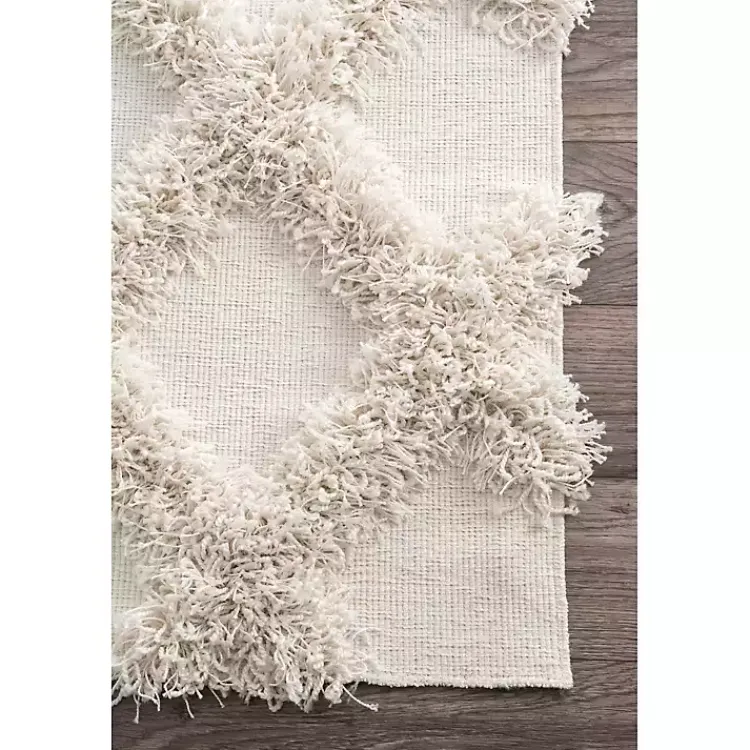 Area Rugs-Kirklands Home Francis Diamond Shaggy Area Rug, 6x9 White