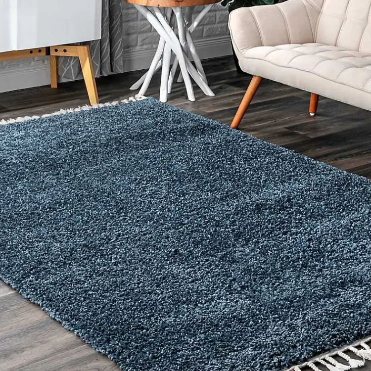 Area Rugs-Kirklands Home Neva Plush Shag Area Rug, 5x7 Blue
