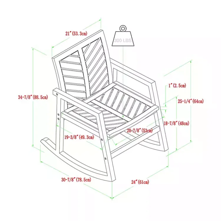 Outdoor Seating-Kirklands Home Dark Chevron Outdoor Rocking Chair Brown
