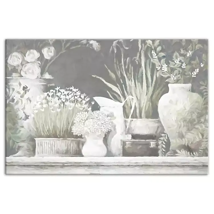 Canvas Art-Kirklands Home White and Gray Floral Assortment Canvas Art Print