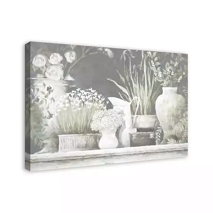 Canvas Art-Kirklands Home White and Gray Floral Assortment Canvas Art Print