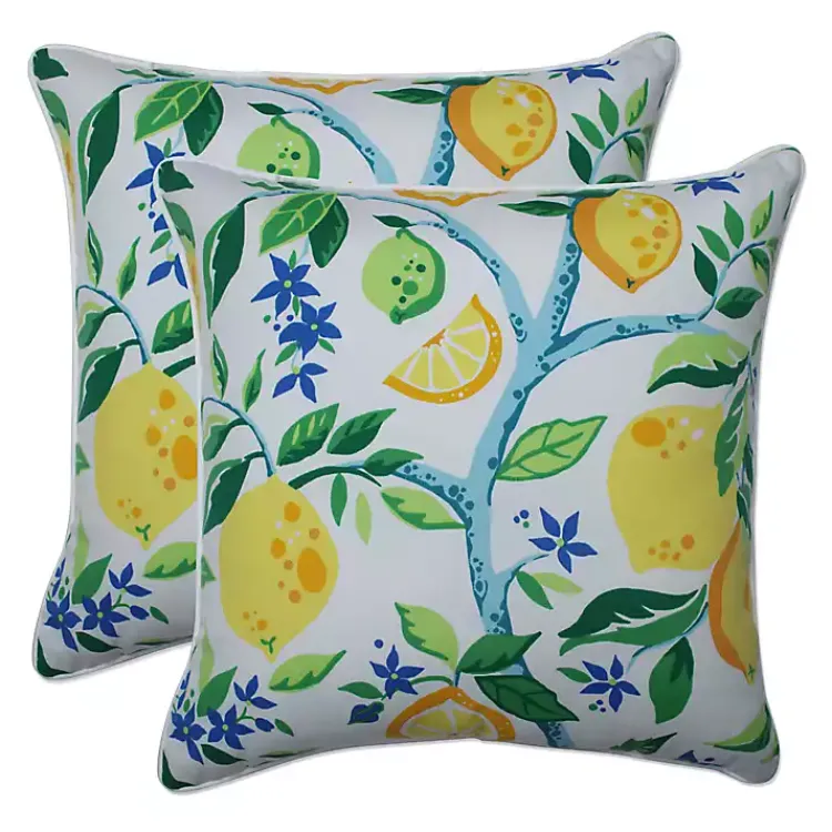 Outdoor Cushions & Pillows-Kirklands Home Lemon Vines Outdoor Throw Pillows, Set of 2
