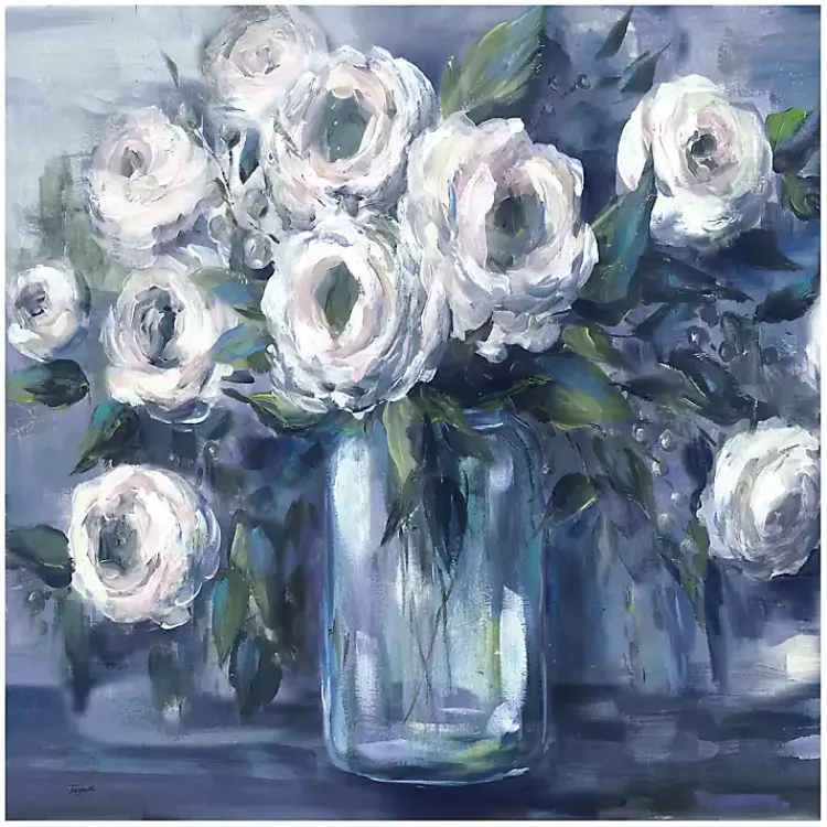 Canvas Art-Kirklands Home Indigo and White Blooms Giclee Canvas Art Print