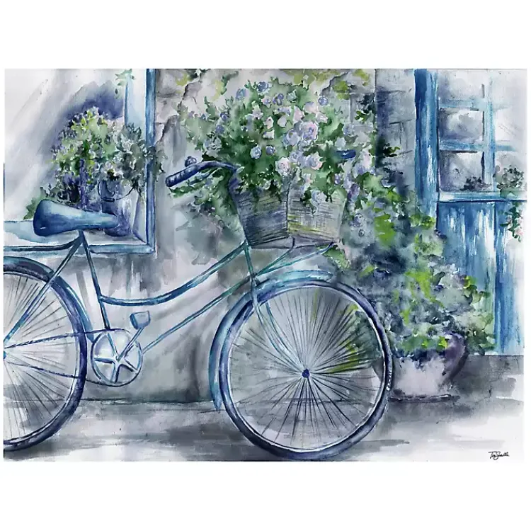 Canvas Art-Kirklands Home Blue Bicycle Florist Canvas Art Print, 40x30 in.