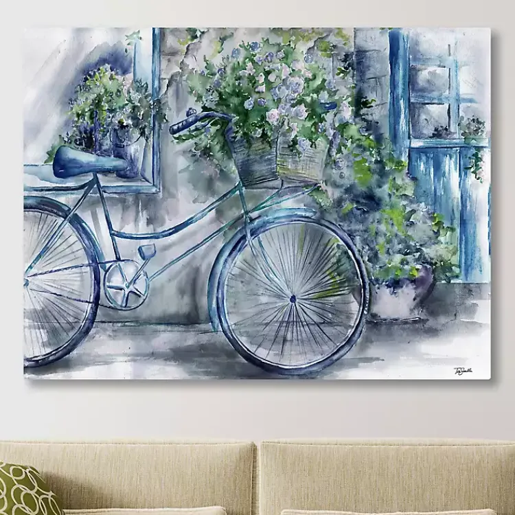 Canvas Art-Kirklands Home Blue Bicycle Florist Canvas Art Print, 40x30 in.