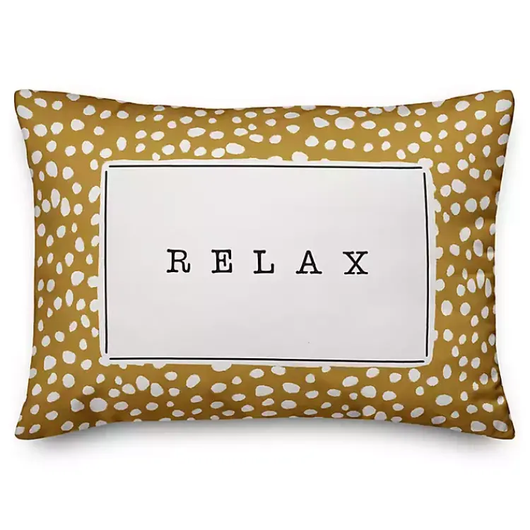 Outdoor Cushions & Pillows-Kirklands Home and White Polka Dot Relax Outdoor Pillow Yellow