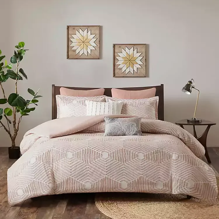 Comforters-Kirklands Home Soft Pink Tufted Full/Queen 3-pc. Comforter Set