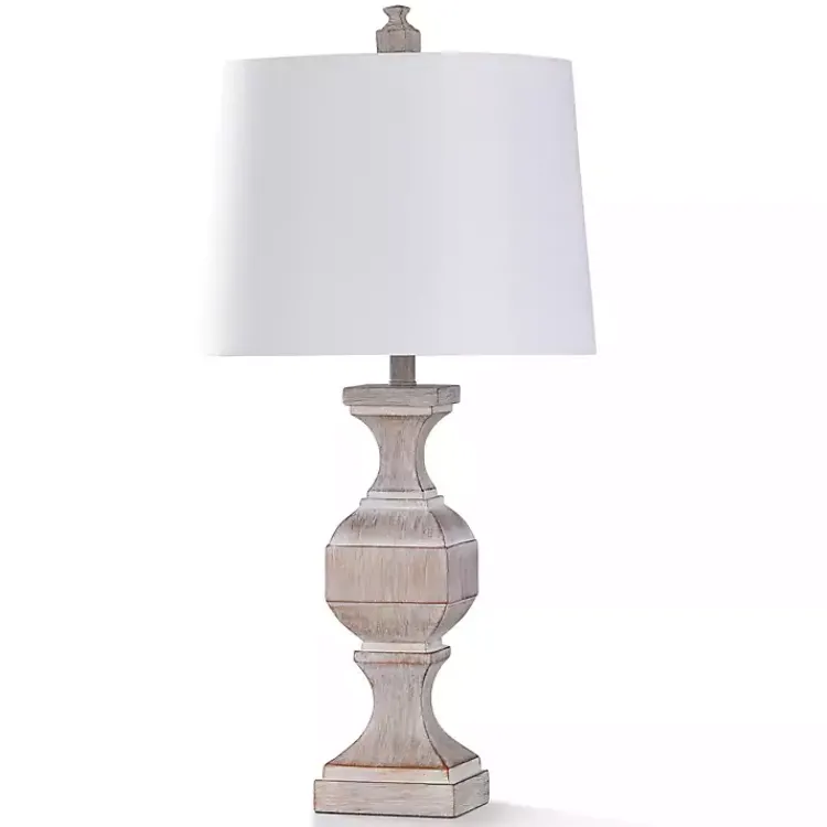 Table Lamps-Kirklands Home Cream Washed Stone Malta Table Lamp White