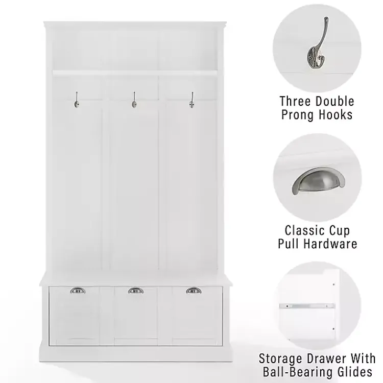 Entryway Furniture-Kirklands Home White Ellison Hall Tree with Storage Bench