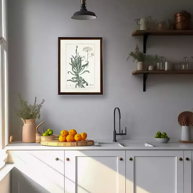 Framed Art-Kirklands Home Bupleurum Greenery Black Beaded Framed Art Print