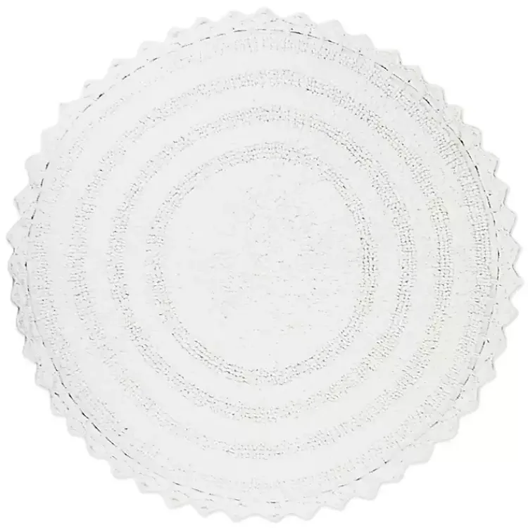 Bathroom Rugs-Kirklands Home Large Crochet Round Bath Mat White