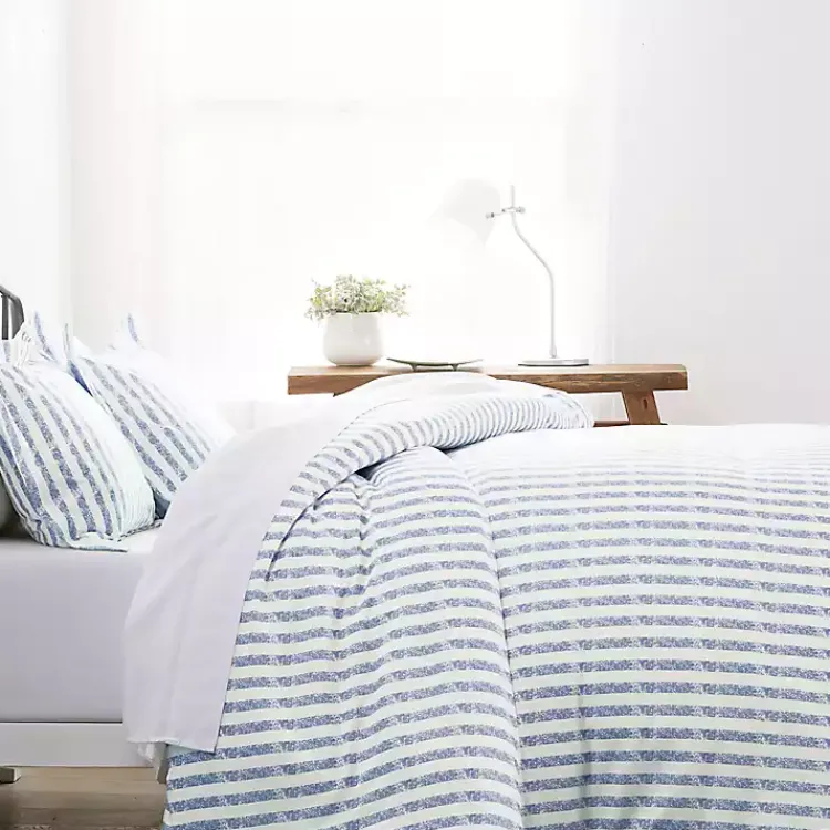 Duvets-Kirklands Home Navy Rugged Stripes Puffed 3-pc. Queen Duvet Set