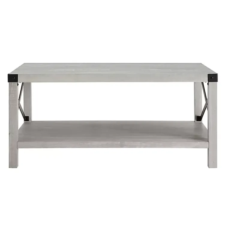 Coffee Tables-Kirklands Home Stone Modern Farmhouse Coffee Table Gray