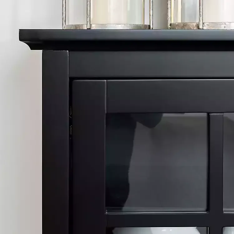Cabinets & Sideboards-Kirklands Home Wood and Glass Buffet Cabinet Black