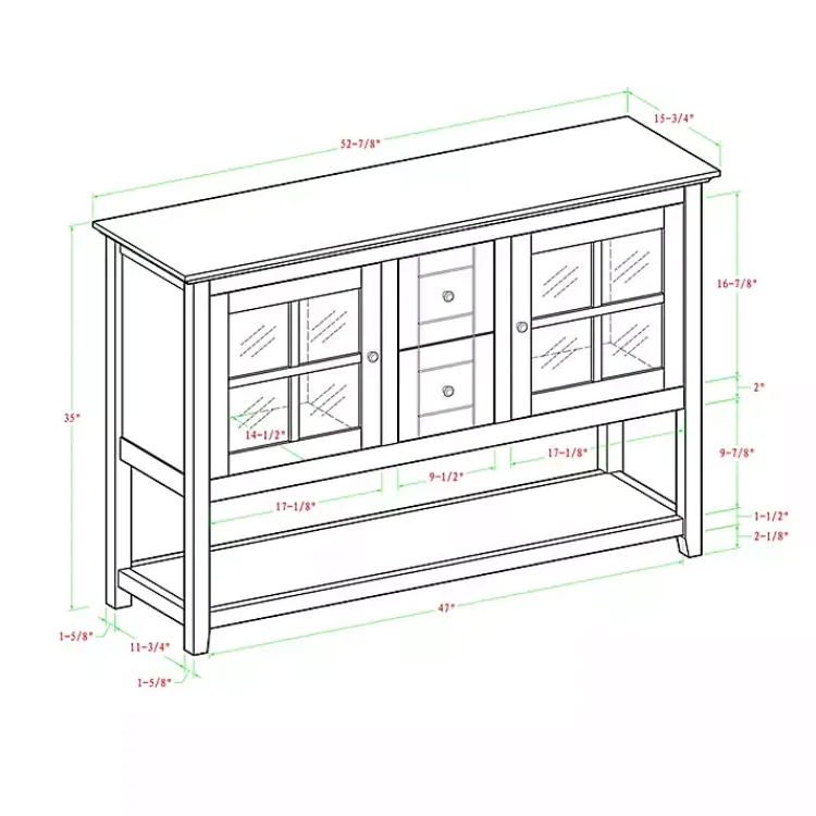 Cabinets & Sideboards-Kirklands Home Wood and Glass Buffet Cabinet Black