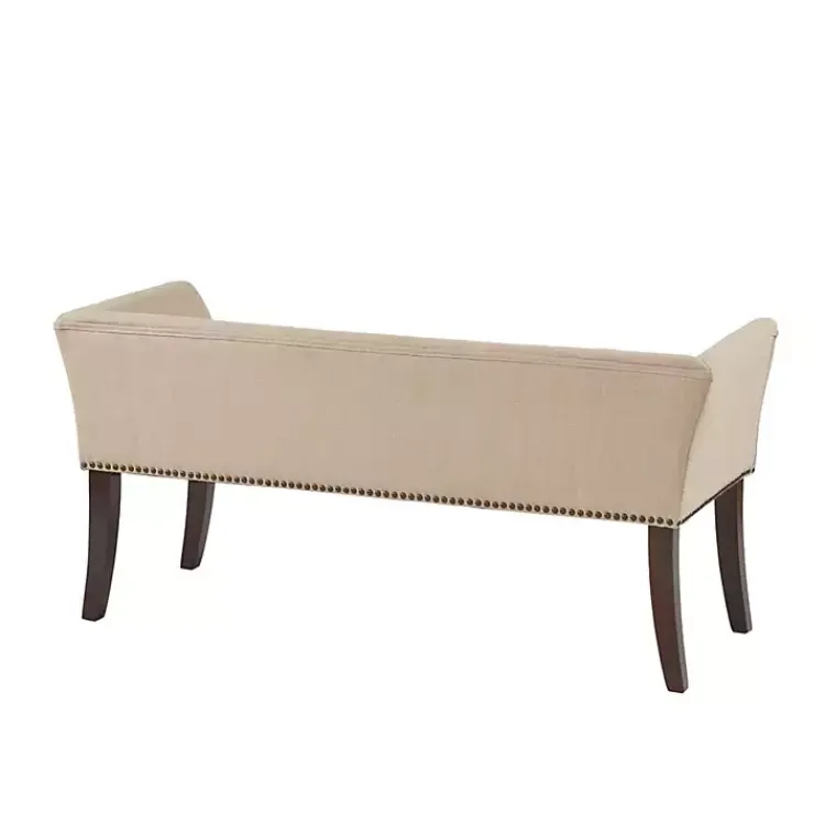 Benches & Ottomans-Kirklands Home Cream Low Back Flared Arms Bench Ivory