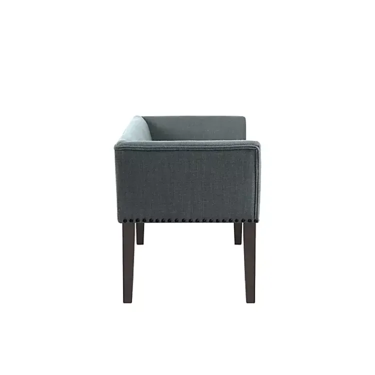 Benches & Ottomans-Kirklands Home Low Back Flared Nailhead Trim Bench Blue