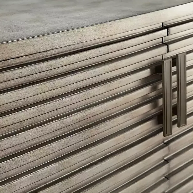 Cabinets & Sideboards-Kirklands Home Distressed Linear 2-Door Wooden Chest Gray