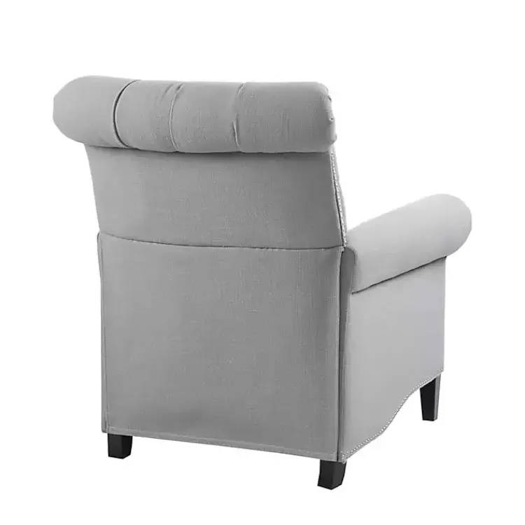 Accent Chairs-Kirklands Home Tufted Back Nailhead Trim Recliner Armchair Gray