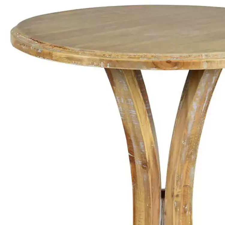 Accent & End Tables-Kirklands Home Natural Wooden Arched Base Round Top Accent Table Tan