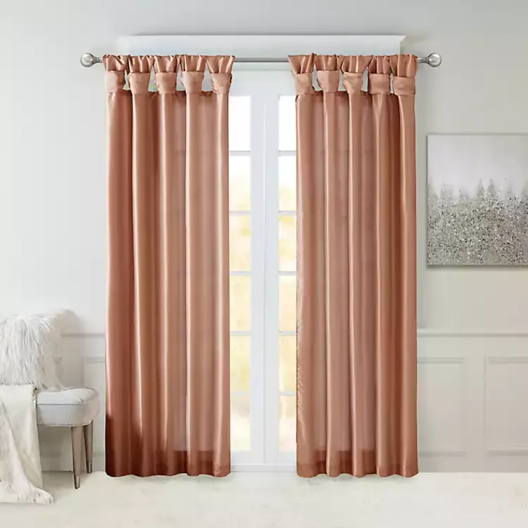 Curtains & Drapes-Kirklands Home Spice Twist Top Curtain Panel, 84 in. Orange
