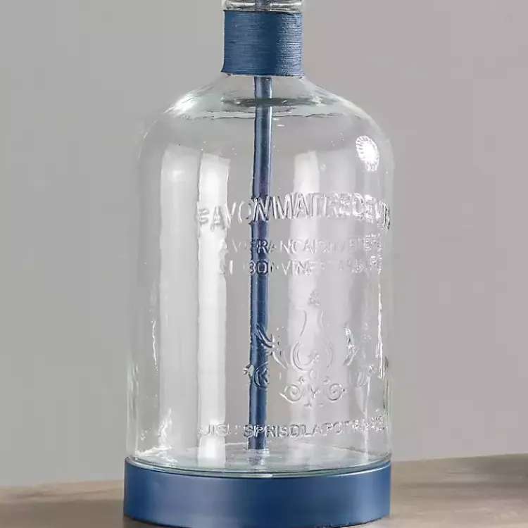 Table Lamps-Kirklands Home Navy Metal and Glass Jar Table Lamp White