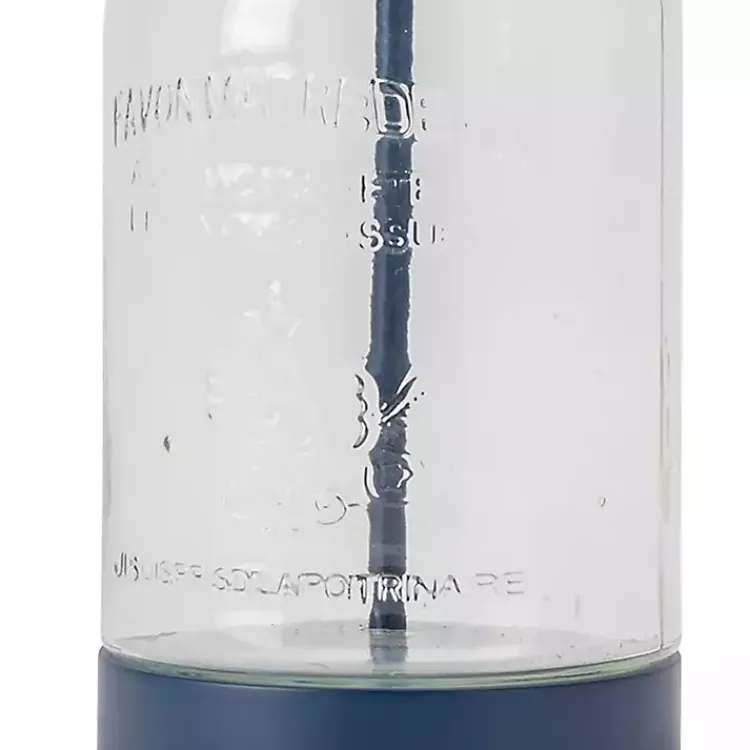 Table Lamps-Kirklands Home Navy Metal and Glass Jar Table Lamp White