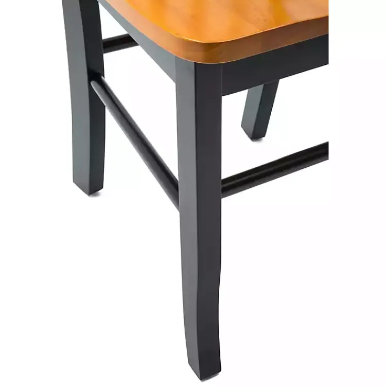 Dining Chairs-Kirklands Home Black & Oak Wood Shaker Dining Chairs, Set of 2 Brown