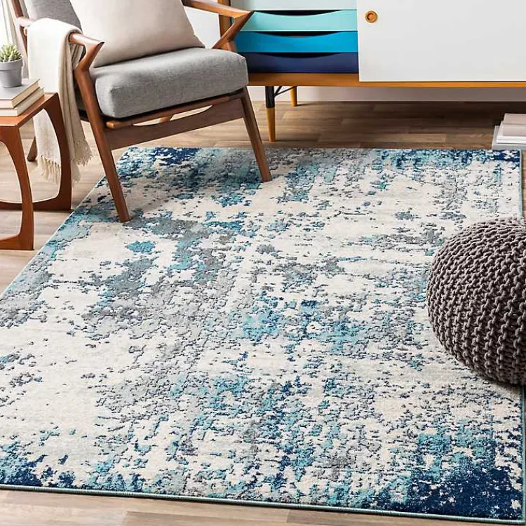 Area Rugs-Kirklands Home Blue Sutton Contemporary Area Rug, 5x7
