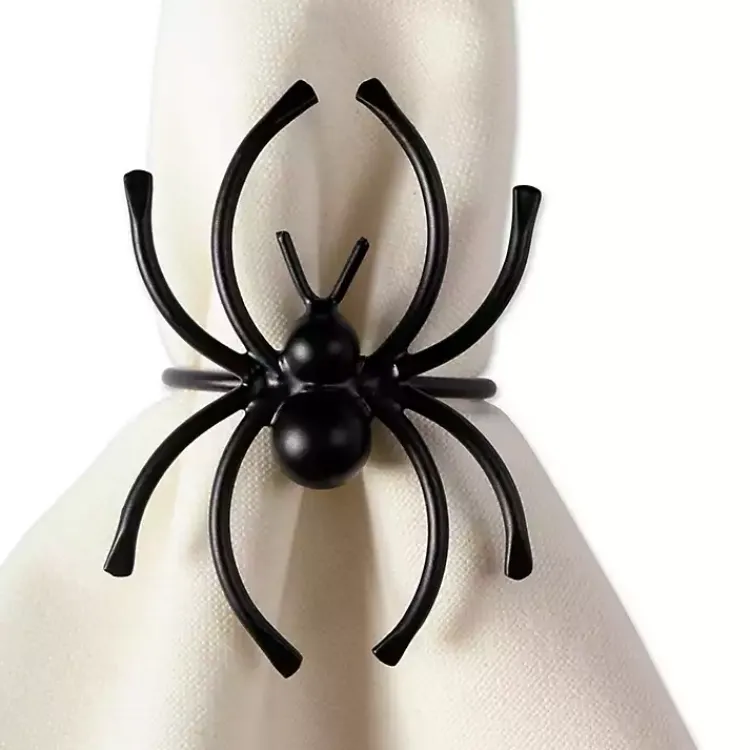 Table Linens-Kirklands Home Matte Spider Napkin Rings, Set of 6 Black