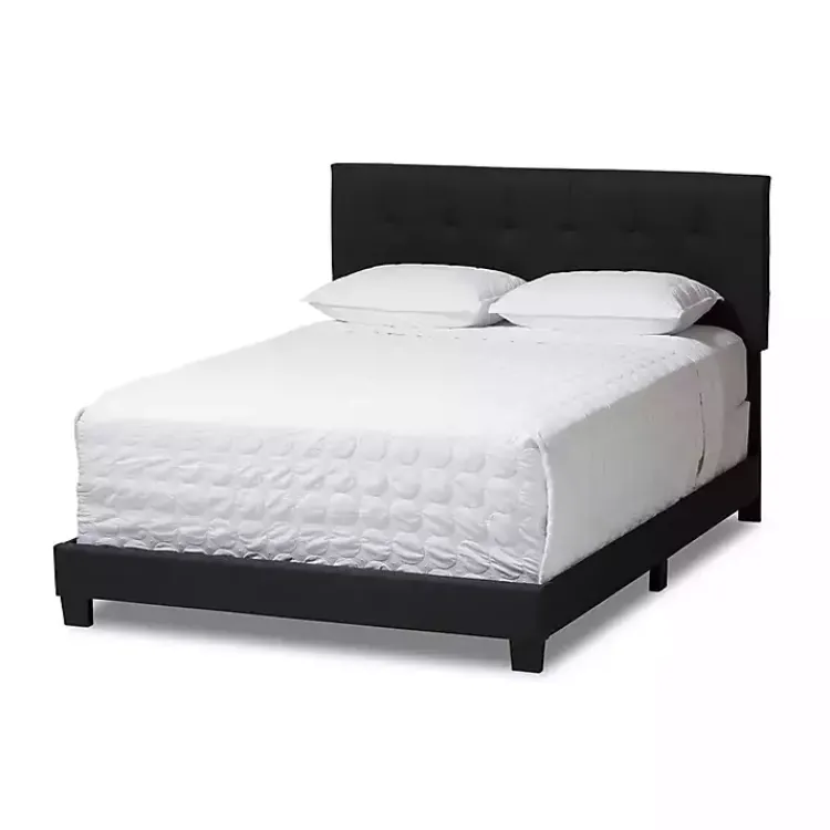 Beds & Headboards-Kirklands Home Charcoal Tufted Modern Queen Bed Gray