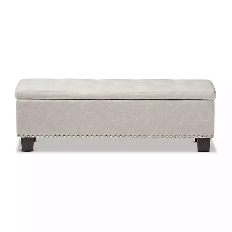 Benches & Ottomans-Kirklands Home Beige Button-Tufted Upholstered Storage Bench Tan