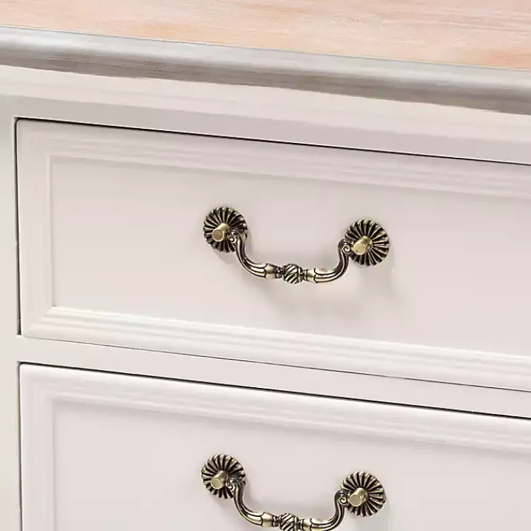 Nightstands-Kirklands Home Antique Wooden 3-Drawer Nightstand White