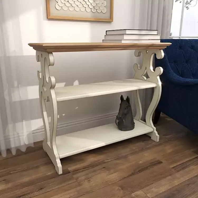 Console Tables-Kirklands Home Wooden 2-Shelf Console Table White