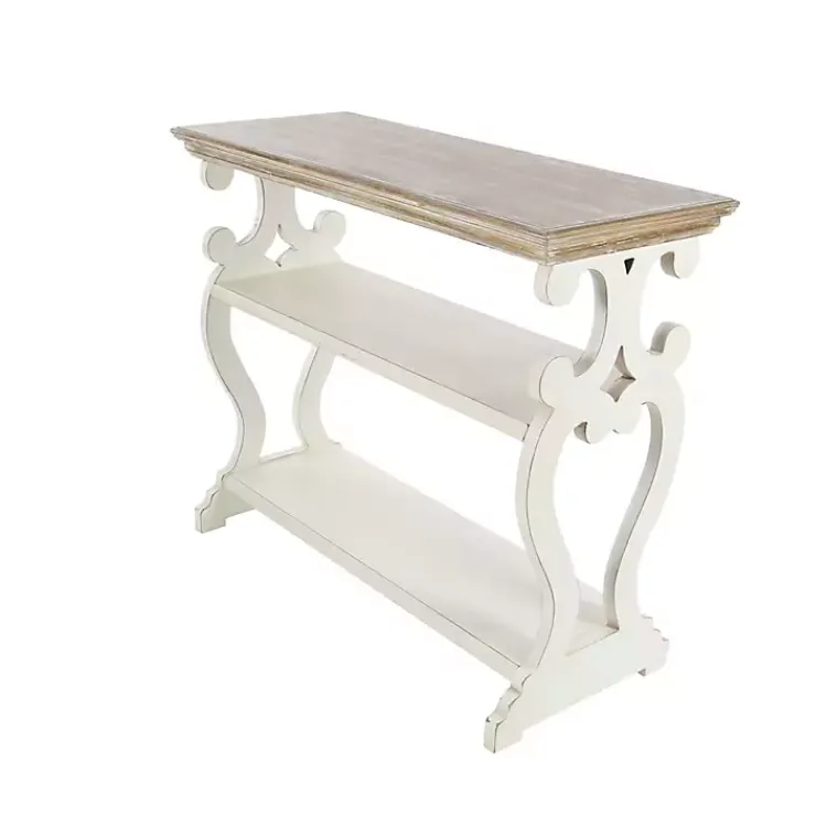 Console Tables-Kirklands Home Wooden 2-Shelf Console Table White