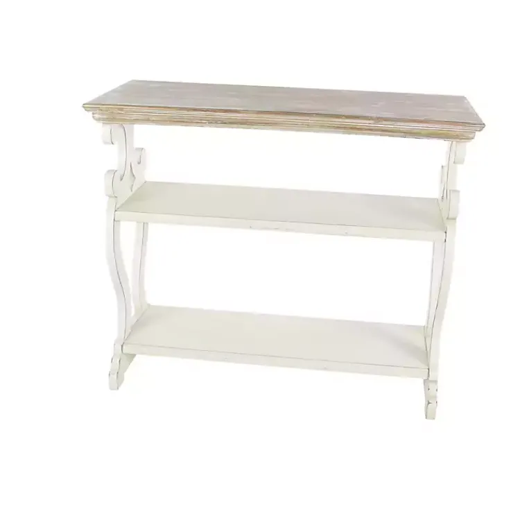 Console Tables-Kirklands Home Wooden 2-Shelf Console Table White