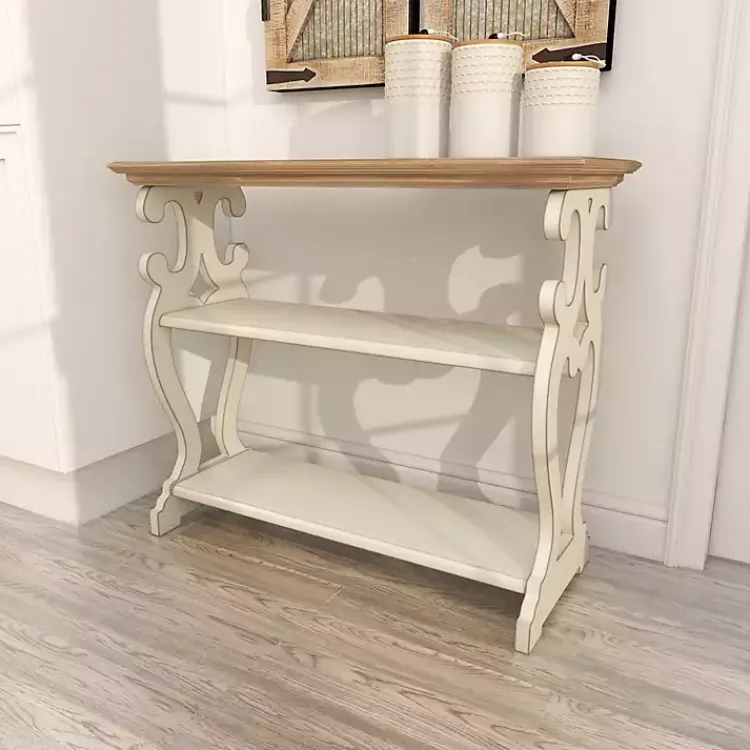 Console Tables-Kirklands Home Wooden 2-Shelf Console Table White