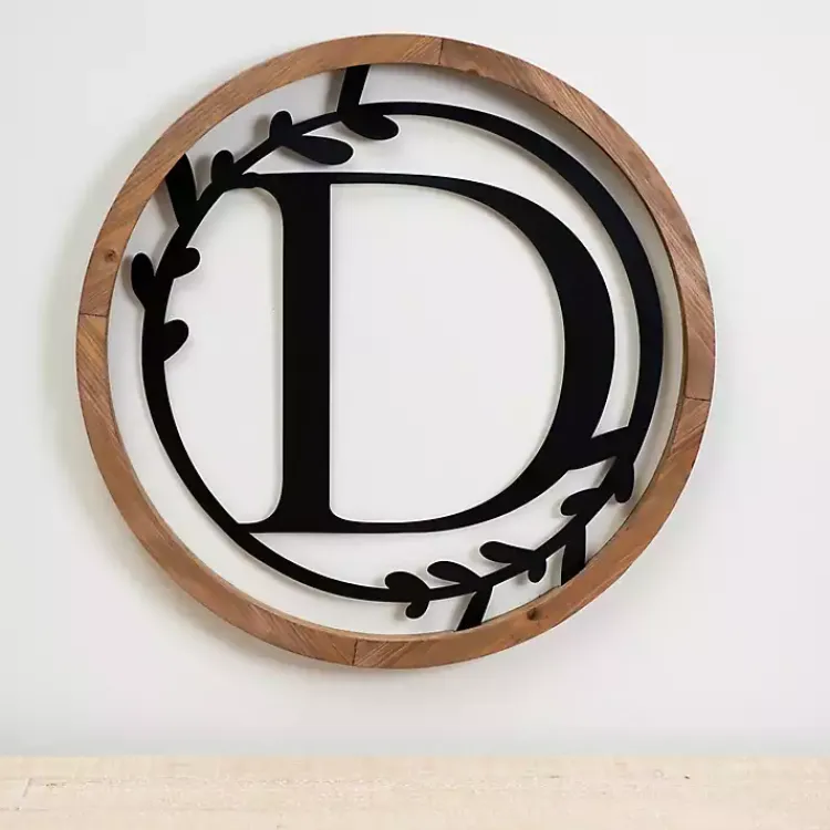 Monogram Wall Decor-Kirklands Home Wood and Metal Laurel Monogram D Plaque