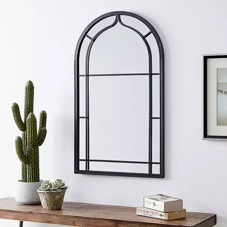 Decorative Mirrors-Kirklands Home Gray Metal Arched Mirror