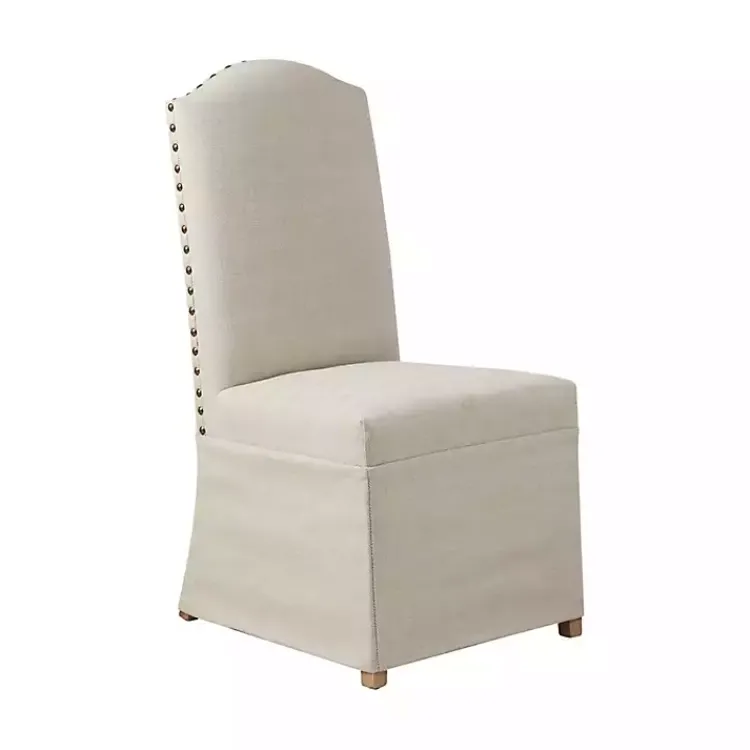 Dining Chairs-Kirklands Home Beige High Back Skirted Dining Chairs, Set of 2 Tan