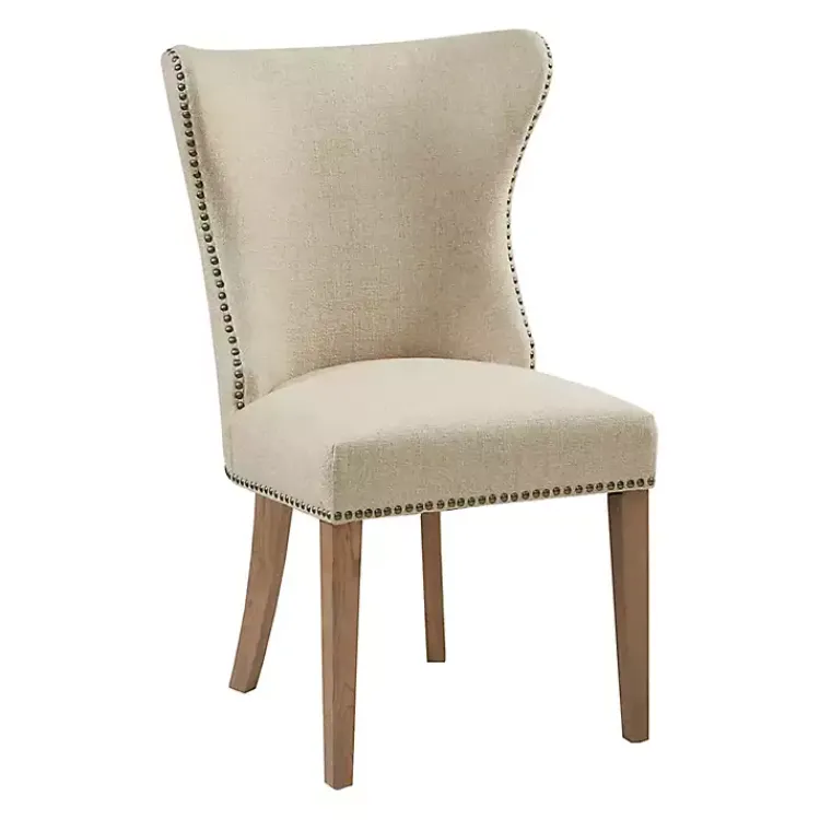 Dining Chairs-Kirklands Home Cream Wing Back Nailhead Dining Chairs, Set of 2 Ivory