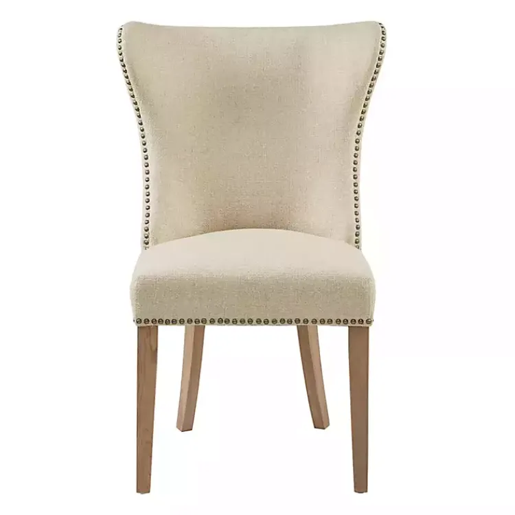 Dining Chairs-Kirklands Home Cream Wing Back Nailhead Dining Chairs, Set of 2 Ivory