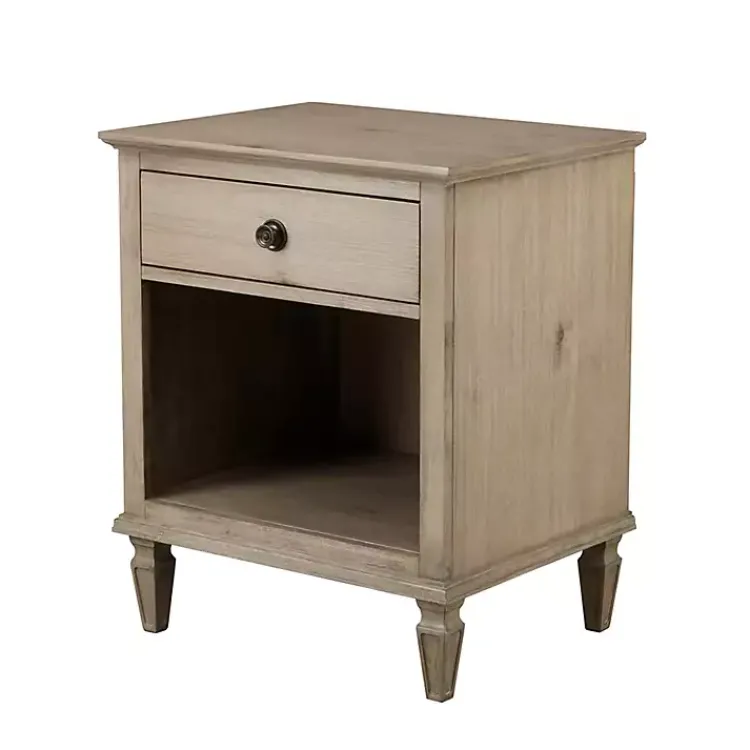 Nightstands-Kirklands Home Natural Wood 1-Drawer Nightstand