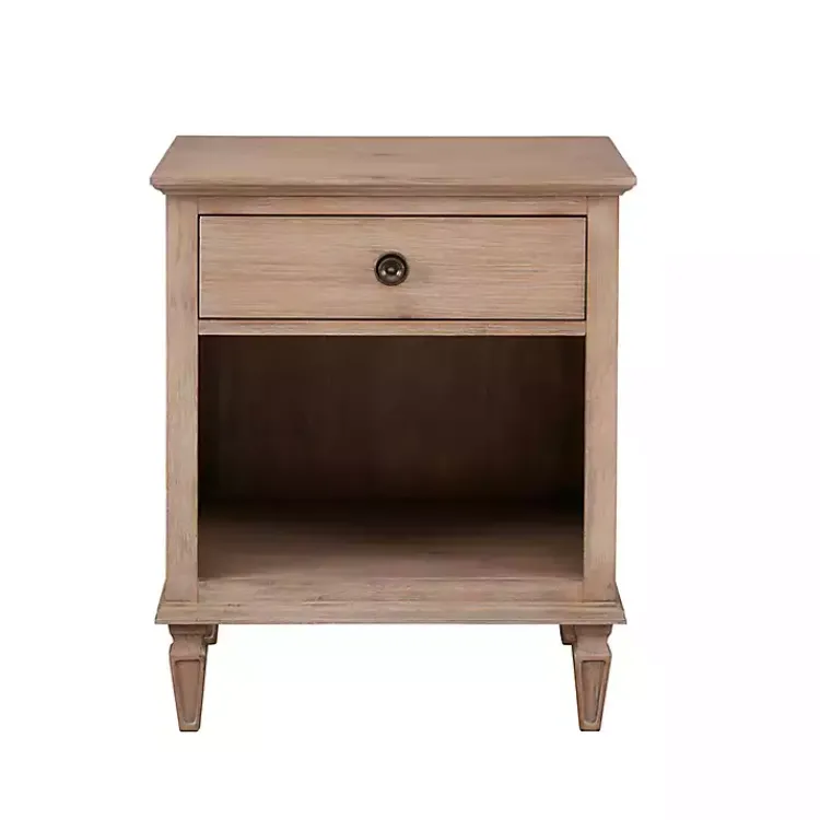 Nightstands-Kirklands Home Natural Wood 1-Drawer Nightstand