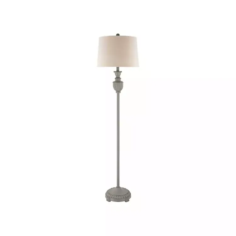 Floor Lamps-Kirklands Home Gray Algood Metal Floor Lamp Ivory